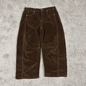 Aaron & Amber Pants Womens Large Barrel Leg Brown Corduroy Pockets